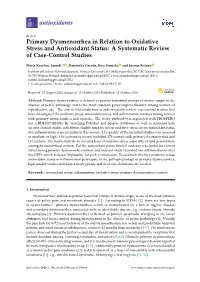 Primary Dysmenorrhea in Relation to Oxidative Stress and Antioxidant Status: a Systematic Review of Case-Control Studies