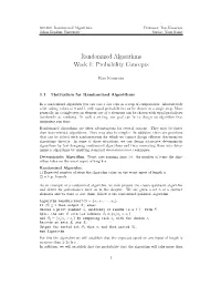 Randomized Algorithms Week 1: Probability Concepts