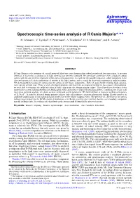 Spectroscopic Time-Series Analysis of R Canis Majoris?,?? H