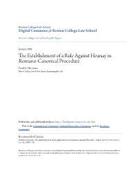 The Establishment of a Rule Against Hearsay in Romano-Canonical Procedure Frank R