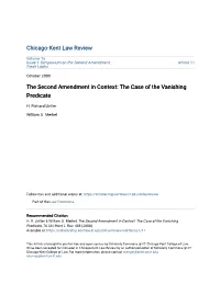 The Second Amendment in Context: the Case of the Vanishing Predicate