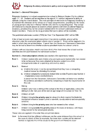 1 Ridgeway Academy Admissions Policy and Arrangements for 2021