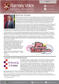 Computer Science Masterclasses Note from the Head