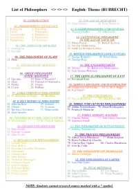 ET-List of Philosophers
