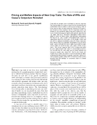 Pricing and Welfare Impacts of New Crop Traits: the Role of Iprs and Coase's Conjecture Revisited