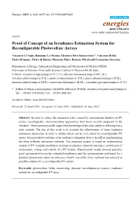 Proof of Concept of an Irradiance Estimation System for Reconfigurable Photovoltaic Arrays