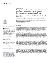 Using Species Distribution Models to Predict Potential Hot-Spots for Rift Valley Fever Establishment in the United Kingdom