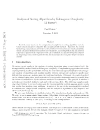 Analysis of Sorting Algorithms by Kolmogorov Complexity (A Survey)