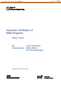 Automatic Verification of Eiffel Programs