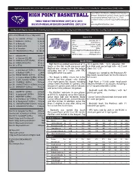 HIGH POINT BASKETBALL One University Parkway | High Point, N.C