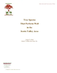 Tree Species That Perform Well in the Scotts Valley Area