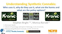 Understanding Synthetic Cannabis: Who Uses It, Why Do They Use It, What Are the Harms and What Are the Policy Options?