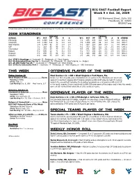 2009 Standings Offensive Player of the WEEK Defensive Player