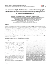An Improved High Performance Liquid Chromatographic Method for Identification and Quantization of Polyamines As Benzoylated Derivatives*