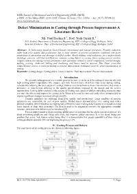 Defect Minimization in Casting Through Process Improvement-A Literature Review