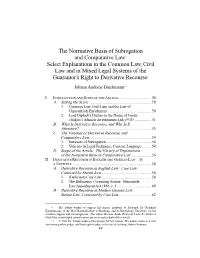 The Normative Basis of Subrogation and Comparative Law: Select