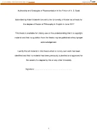 Authorship and Strategies of Representation in the Fiction of A