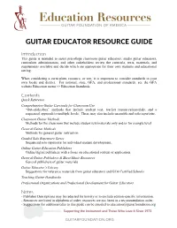 Guitar Educator Resource Guide