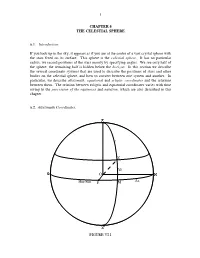 1 CHAPTER 6 the CELESTIAL SPHERE 6.1. Introduction If You