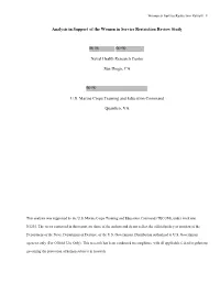 Analysis in Support of the Women in Service Restriction Review Study