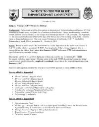 Changes to CITES Species Listings