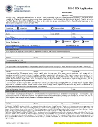 MD-3 PIN Application