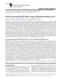 Rotational Grazing of Beef Cattle to Support Bobolink Breeding Success