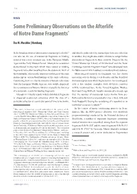 Some Preliminary Observations on the Afterlife of Notre Dame Fragments*