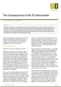 The Consequences of the EU Referendum