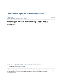 Executing the Innocent: How to Remedy a State's Wrong
