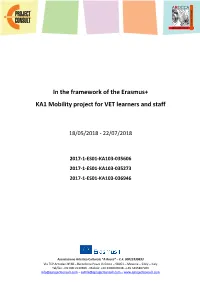 In the Framework of the Erasmus+ KA1 Mobility Project for VET Learners and Staff
