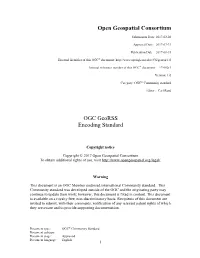 Open Geospatial Consortium OGC Georss Encoding Standard