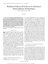 Radiation-Induced Soft Errors in Advanced Semiconductor Technologies Robert C
