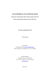 Study on Volunteering in the European Union Final Report