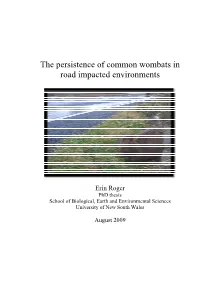 The Persistence of Common Wombats in Road Impacted Environments