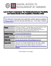 The Relationship Between Transitivity and Caused Events in the Acquisition of Emotion Verbs