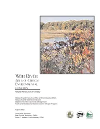 Weir River Area of Critical Environmental Concern Natural Resources Inventory