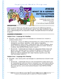 What Is a Genre? Introduction to Genres