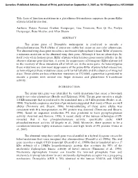 1 Title: Loss of Function Mutations in a Glutathione-S-Transferase Suppress