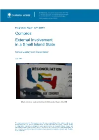 Comoros: External Involvement in a Small Island State