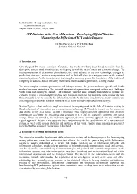 ICT Statistics at the New Millennium – Developing Official Statistics – Measuring the Diffusion of ICT and Its Impacts