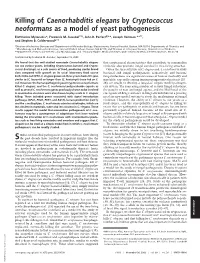 Killing of Caenorhabditis Elegans by Cryptococcus Neoformans As a Model of Yeast Pathogenesis