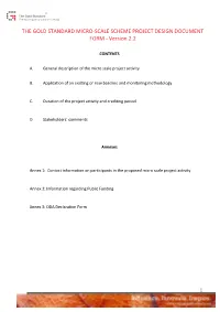 THE GOLD STANDARD MICRO-SCALE SCHEME PROJECT DESIGN DOCUMENT FORM - Version 2.2