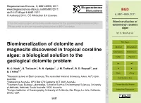 Biomineralization of Dolomite by Coralline Algae 2 Materials and Methods M