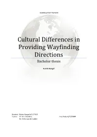 Cultural Differences in Providing Wayfinding Directions Bachelor Thesis