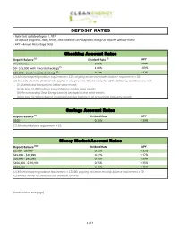 DEPOSIT RATES - Rates Last Updated August 1, 2021 - All Deposit Programs, Rates, Terms, and Conditions Are Subject to Change at Anytime Without Notice