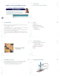EE241B : Advanced Digital Circuits • Sign up for Piazza If You Haven’T Already