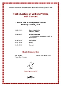 Public Lecture of William Phillips and Concert of Classical Music In