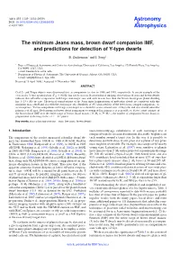 The Minimum Jeans Mass, Brown Dwarf Companion IMF, and Predictions for Detection of Y-Type Dwarfs
