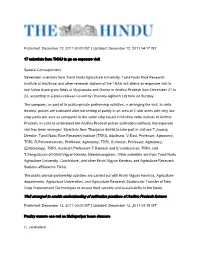Visit Arranged to Enable Understanding of Cultivation Practices of Andhra Pradesh Farmers